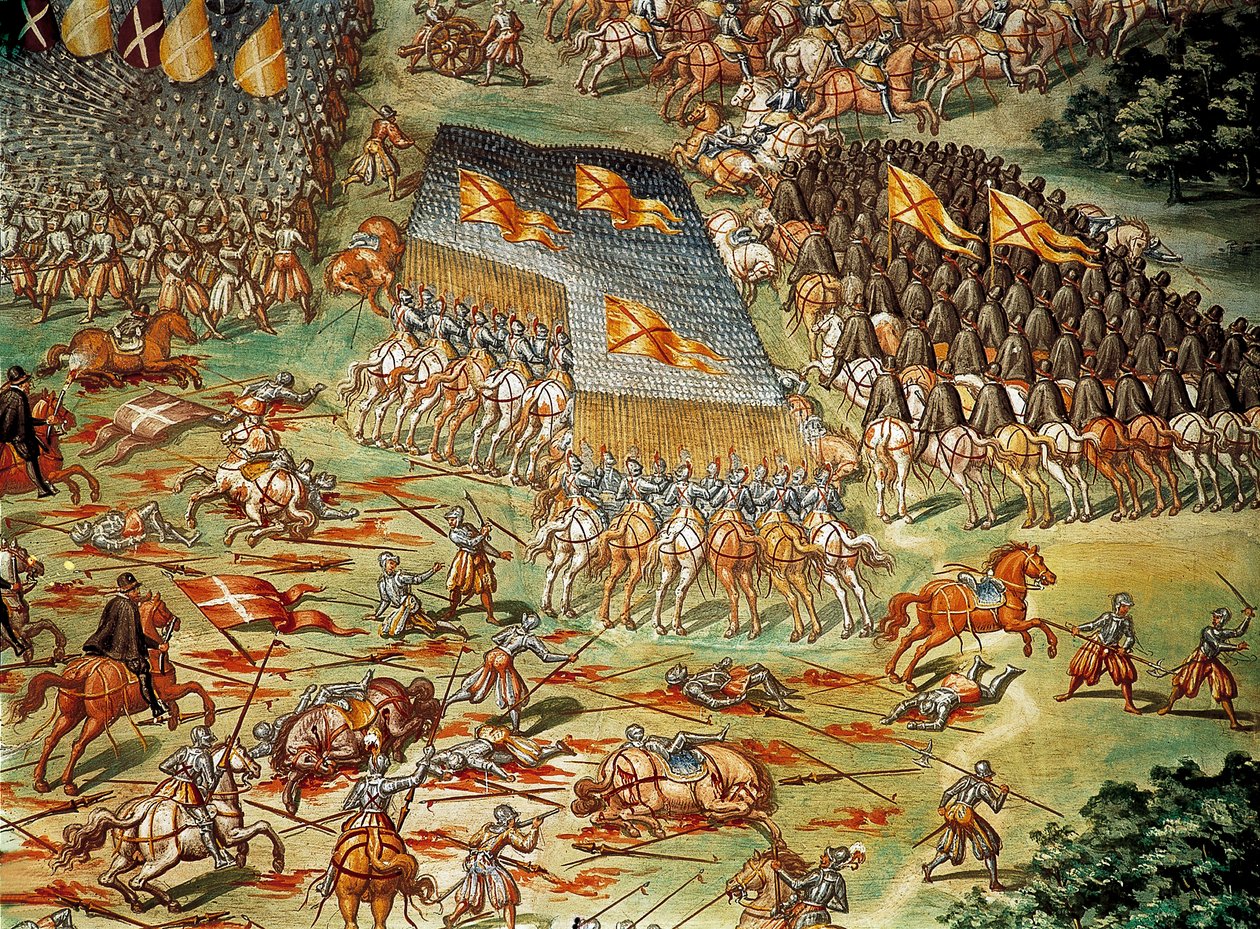 The Battle of St. Quentin, which saw the victory of the Spaniards over the French in 1557, during the Italian Wars (detail) by Niccolo (and workshop) Granello