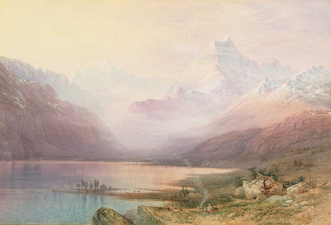 Mount Cook and Lake Pukaki, South Island, New Zealand, 1872 by Nicholas Chevalier