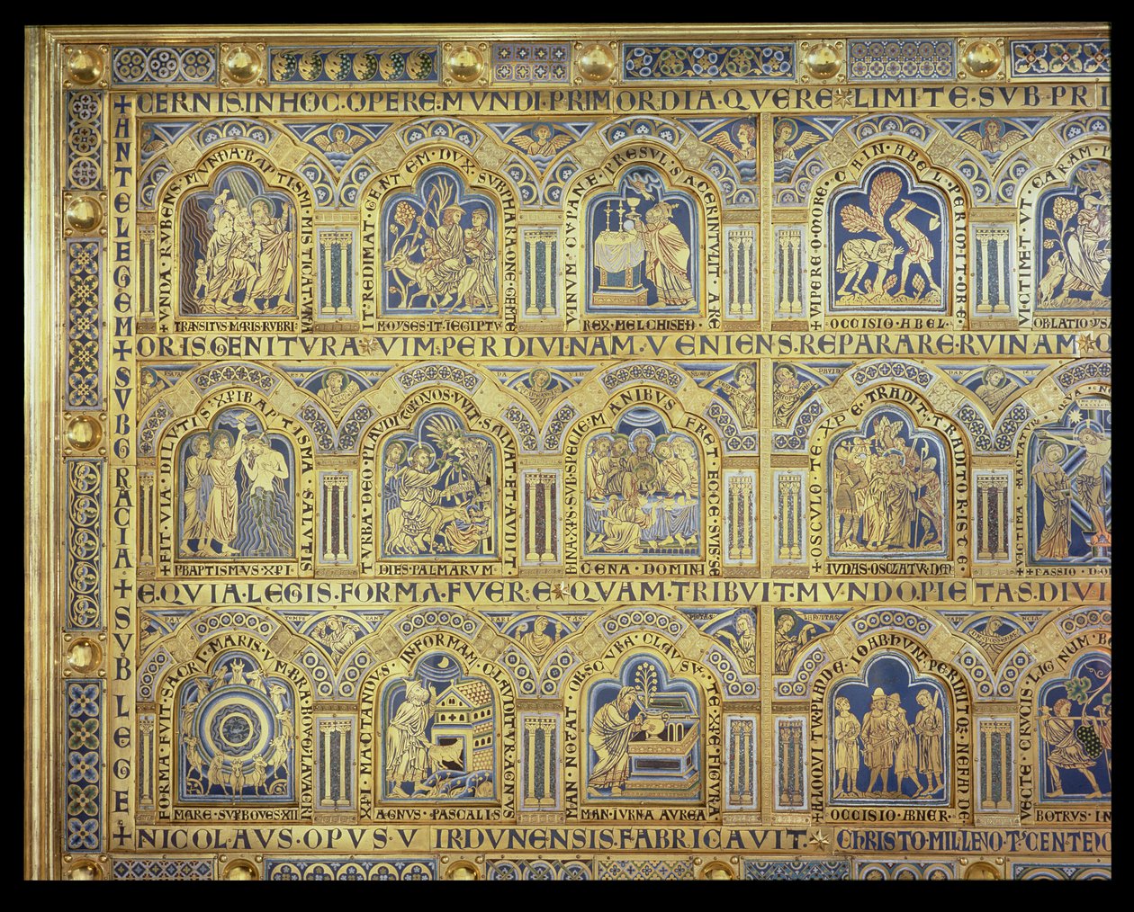 The Verdun Altar, depicting biblical scenes, 1181 (left part of central panel) by Nicholas of Verdun