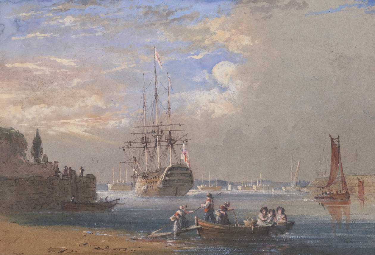 H.M.S. St. Vincent at Plymouth by Nicholas Condy
