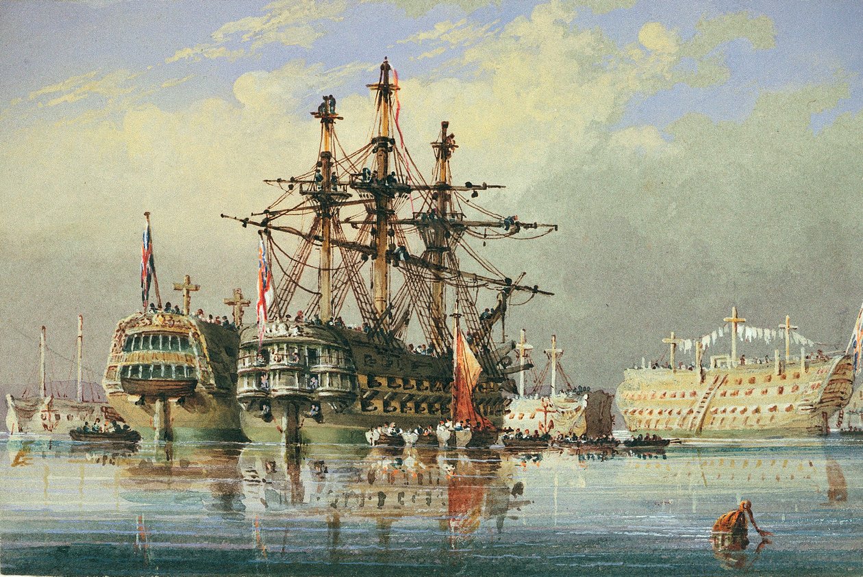 Ships in Ordinary at Devonport, c.1850 by Nicholas Condy
