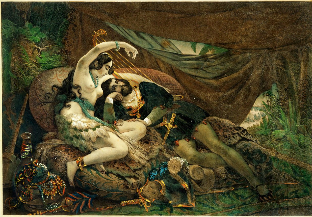The Mexican Alaida with Cortes in His Tent by Nicholas Eustache (after) Maurin