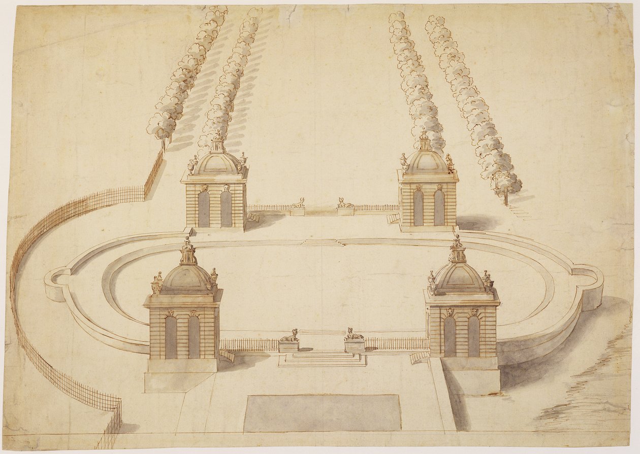 Design for a Bowling Green, Hampton Court, c.1689-91 by Nicholas Hawksmoor