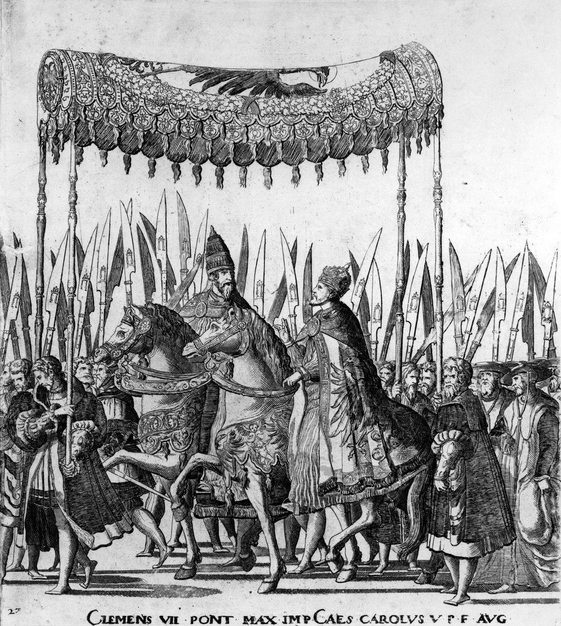 The Entry of Pope Clement VII and Emperor Charles V into Bologna on 24 February 1530 (detail) by Nicholas Hogenberg