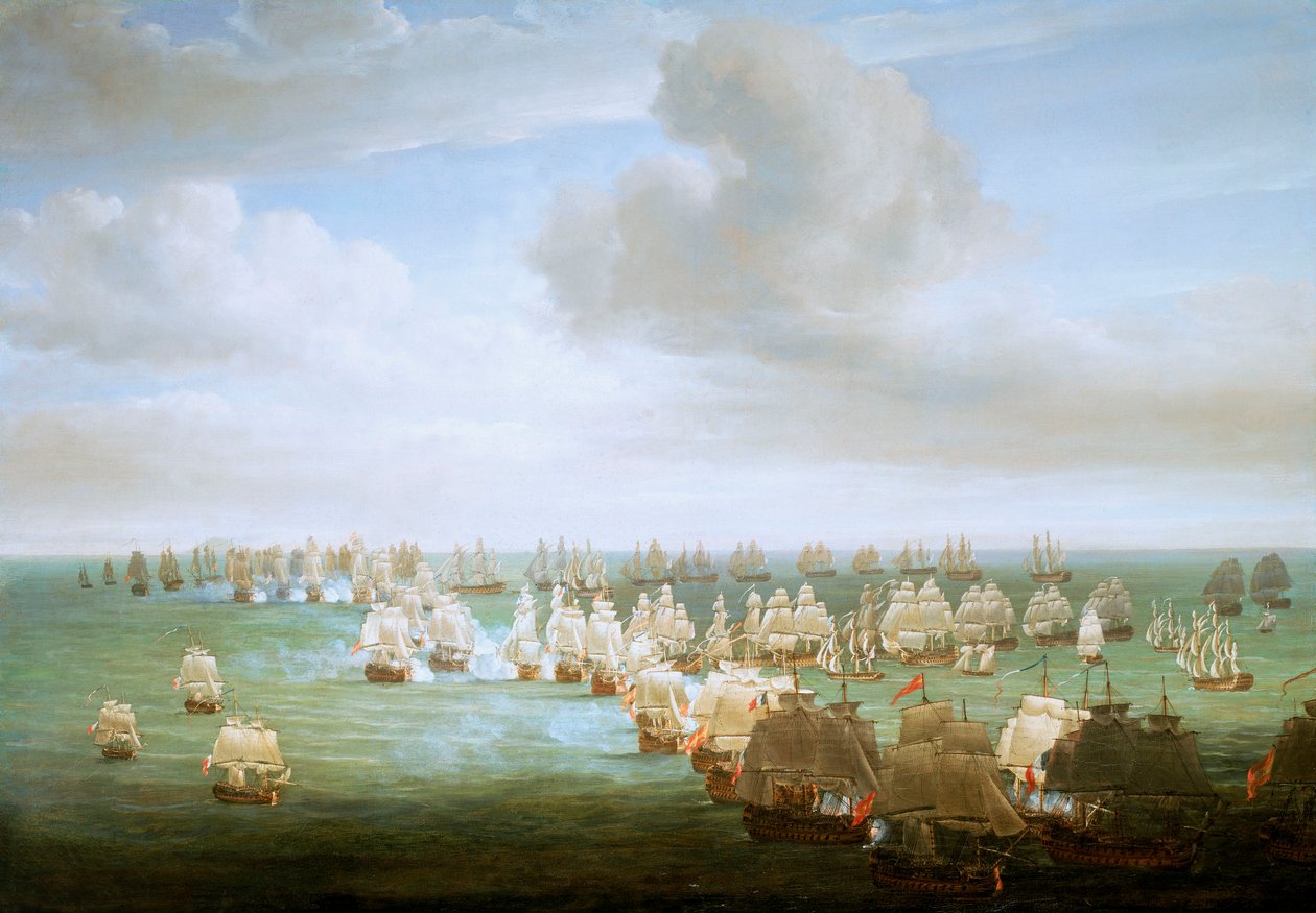 The Battle of Trafalgar, 21 October 1805, beginning of the action by Nicholas Pocock