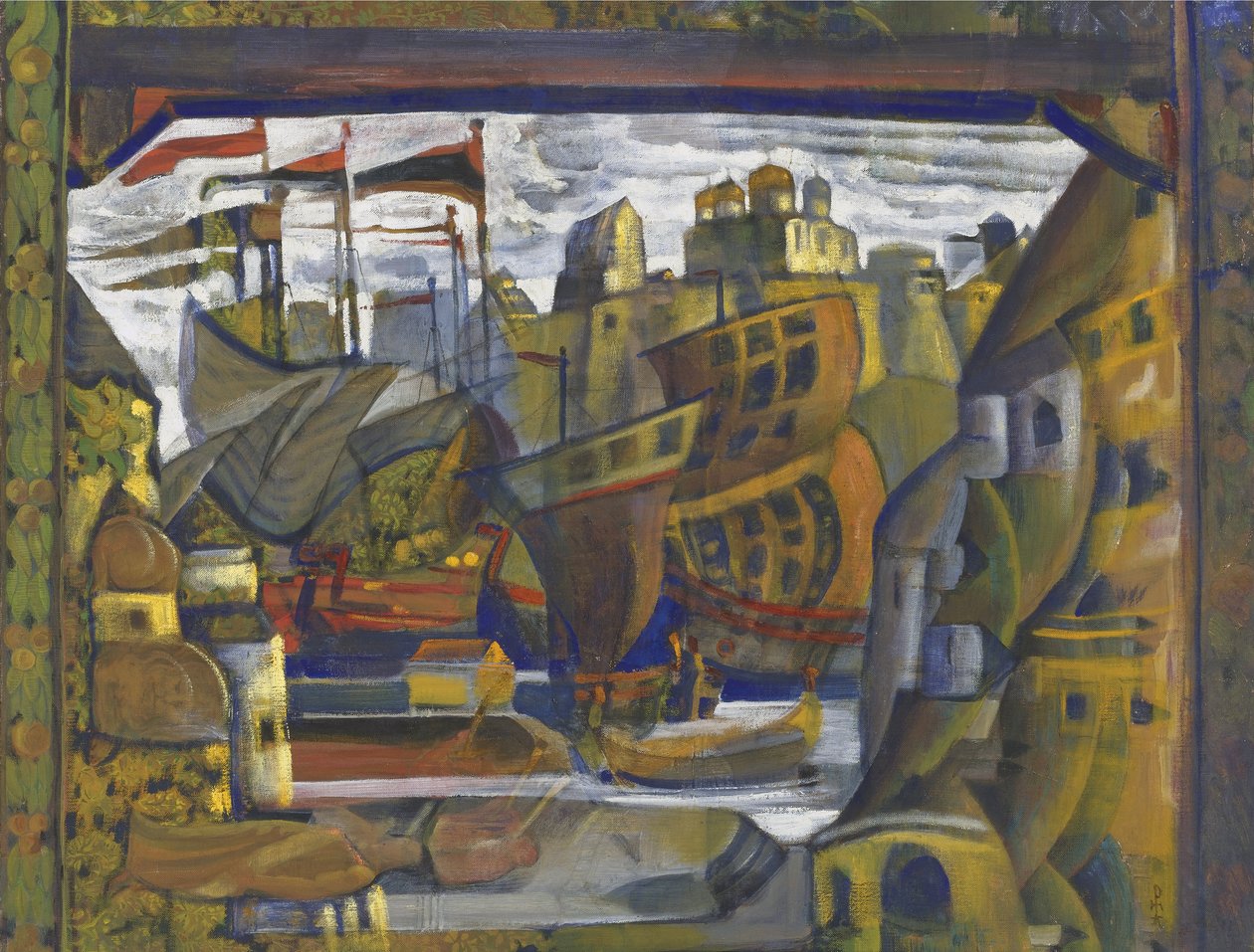 Der Markt von Nowgorod. Bühnenbild für die Oper Sadko von N. Rimski-Korsakow von Nicholas Roerich