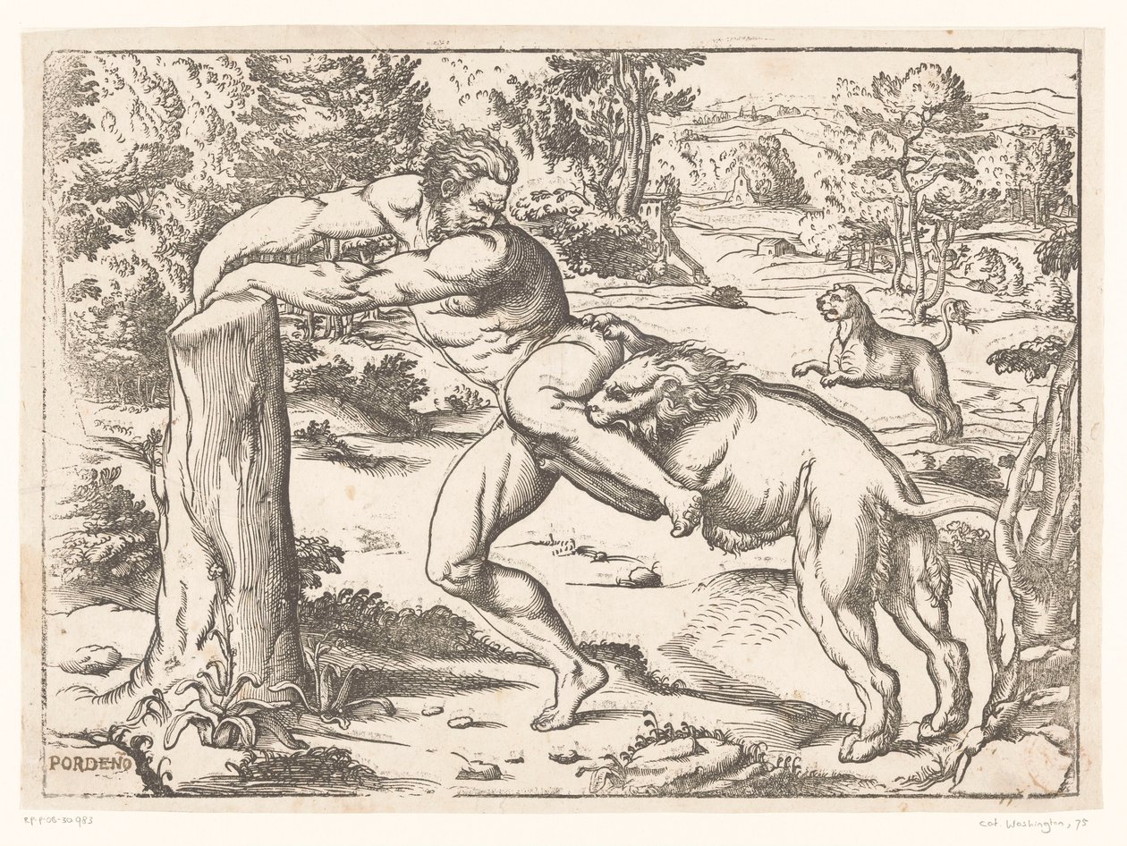 Milo of Croton Attacked by a Lion by Nicolò Boldrini (attributed to)