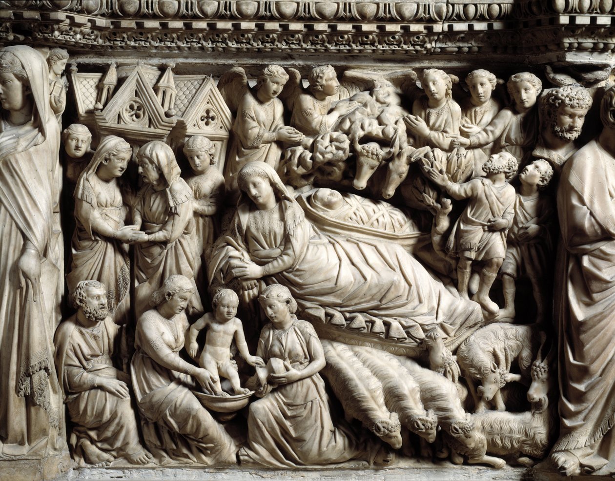 Gothic Art and Architecture: Visitation and Nativity (detail) by Nicola Pisano