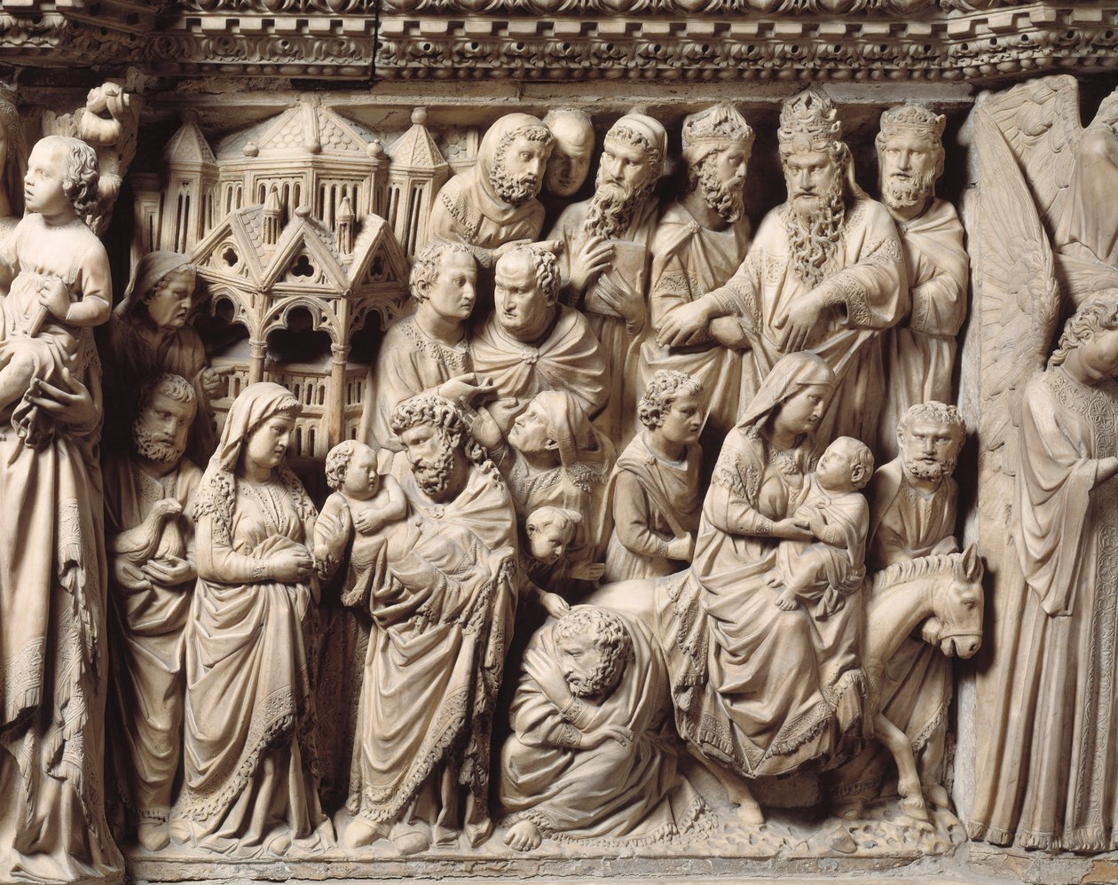 Presentation of the Temple and Flight into Egypt (Detail) by Nicola Pisano