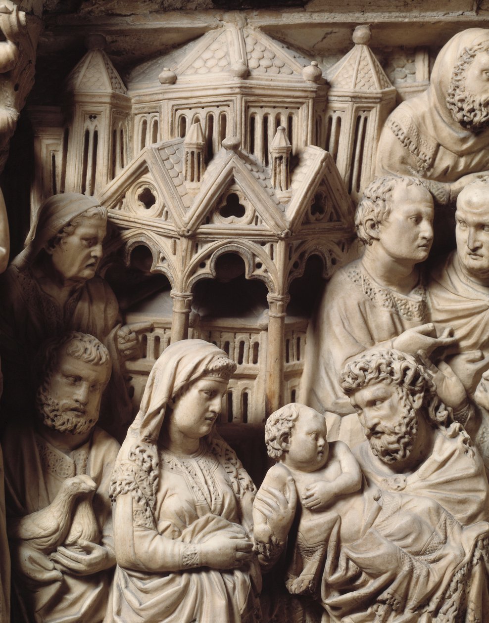 The Presentation at the Temple and Flight into Egypt (Detail) by Nicola Pisano