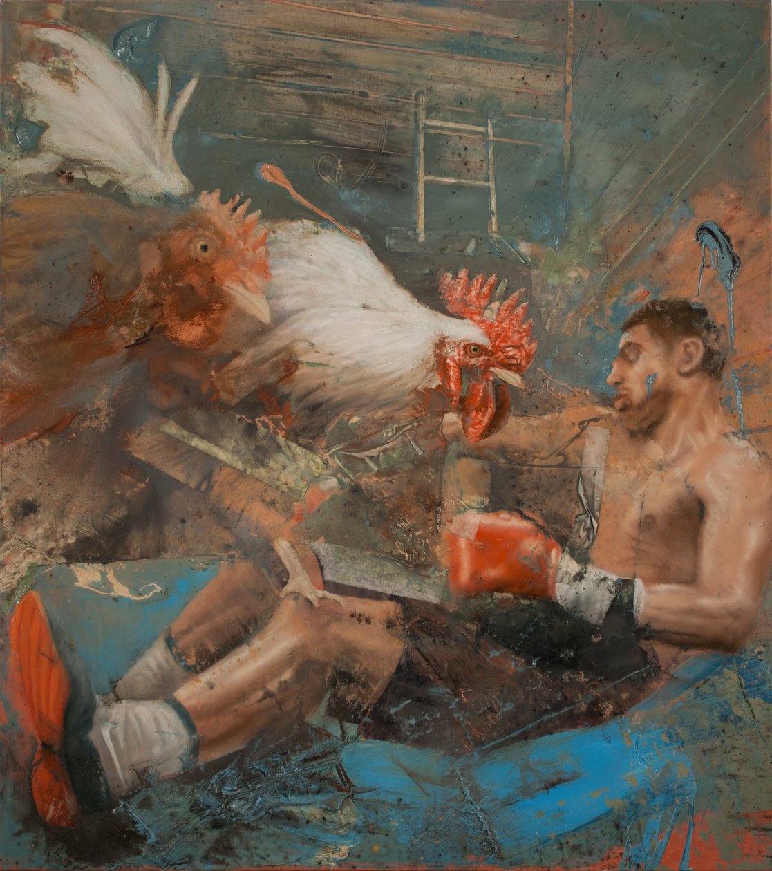 Boxer with roosters by Nicola Pucci