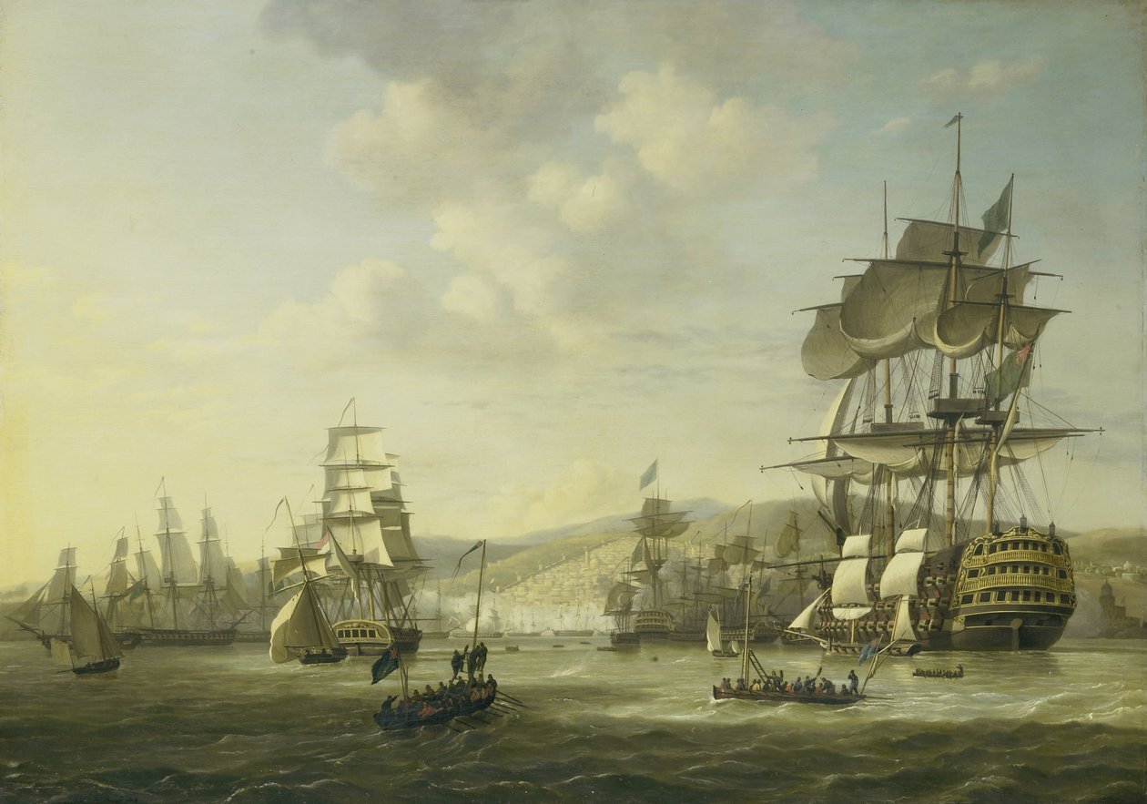 The Anglo-Dutch Fleet in the Bay of Algiers Backing up the Ultimatum to Release the Christian Slaves, 26 August 1816 (series title) by Nicolaas Baur