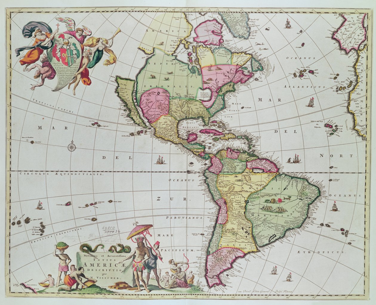 Novissima et Accuratissima Totius Americae Descriptio per N. Visscher, 1648 by Nicolaes Jansz Visscher