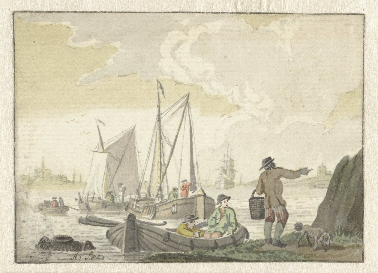 River View with Ships by Nicolaes Aartman