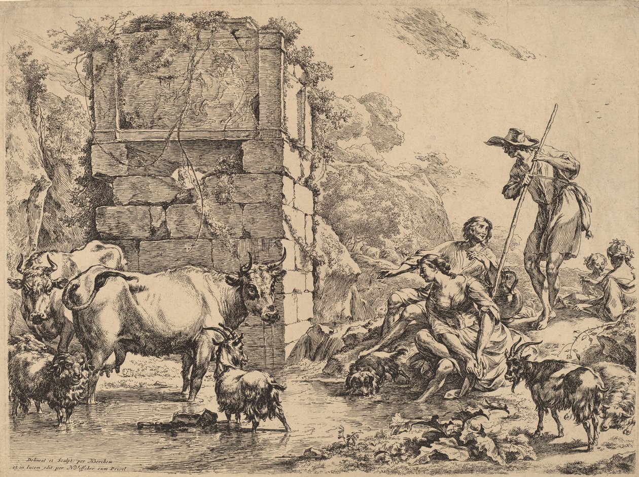 Cow Drinking by Nicolaes Berchem
