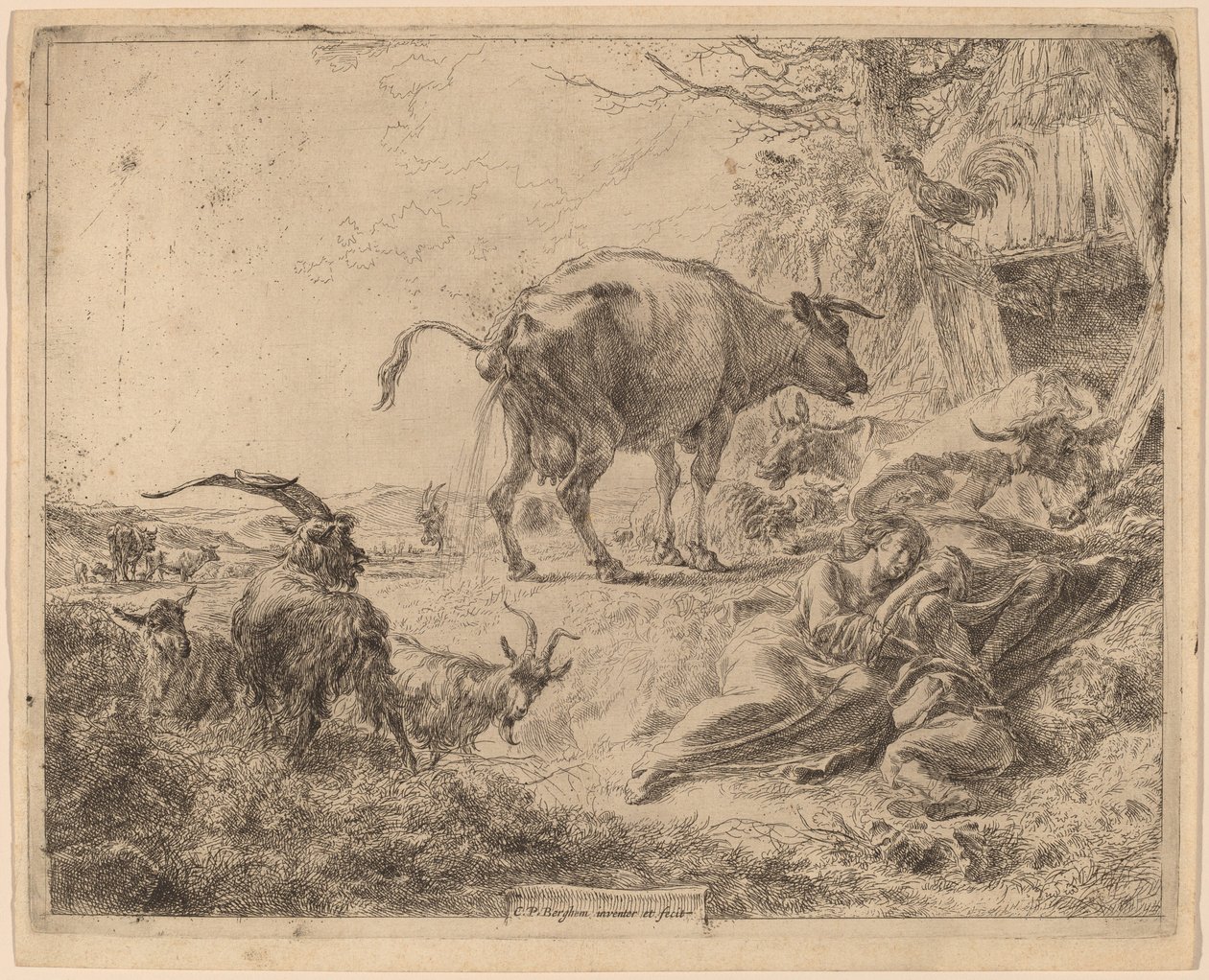 Cow Pissing by Nicolaes Berchem