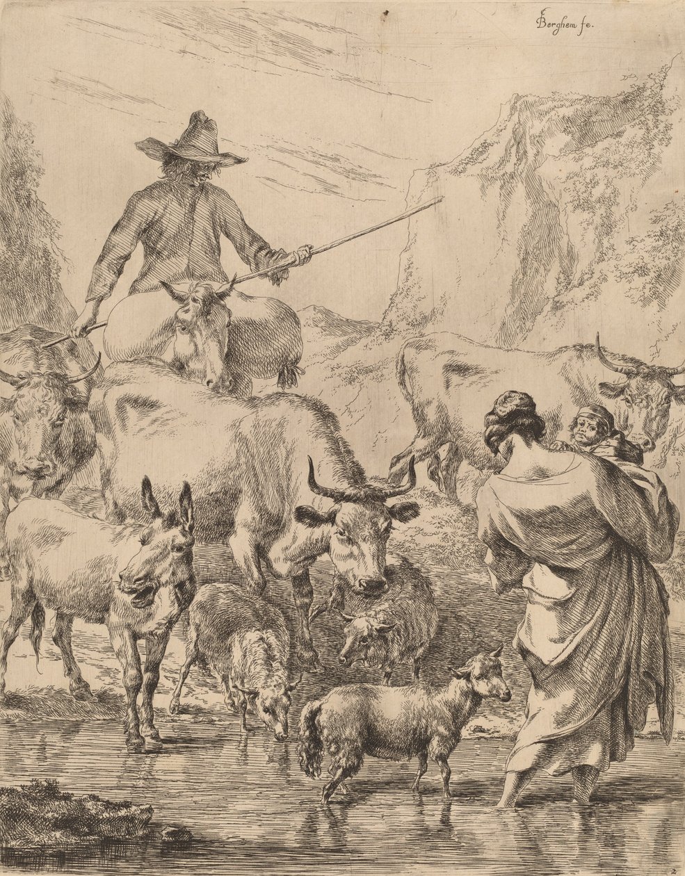 Herd Crossing the Brook by Nicolaes Berchem