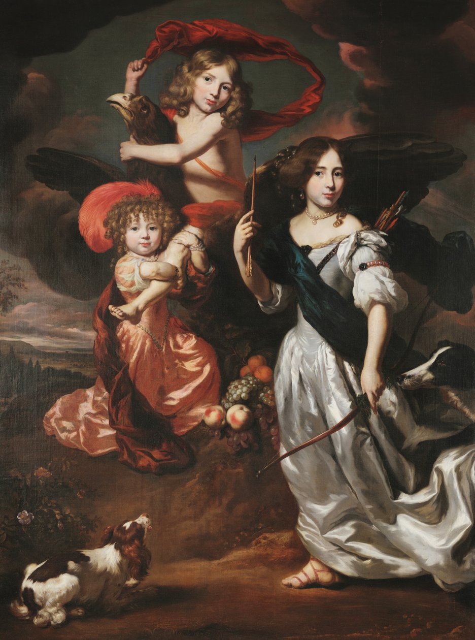 Portrait of Three Children as Ceres, Ganymede, and Diana by Nicolaes Maes