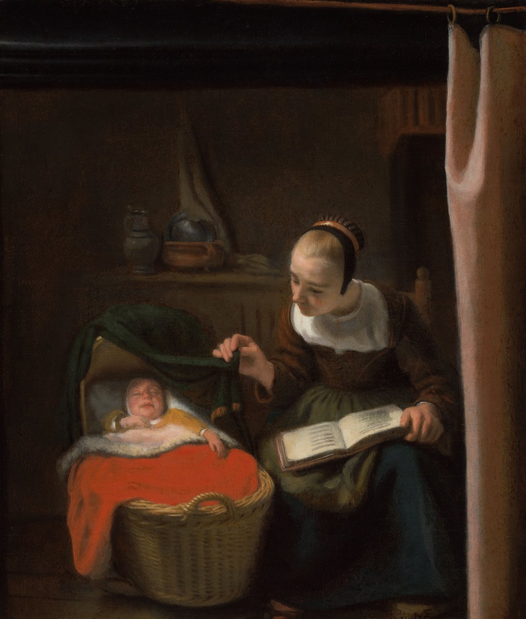 Woman at a Cradle by Nicolaes Maes