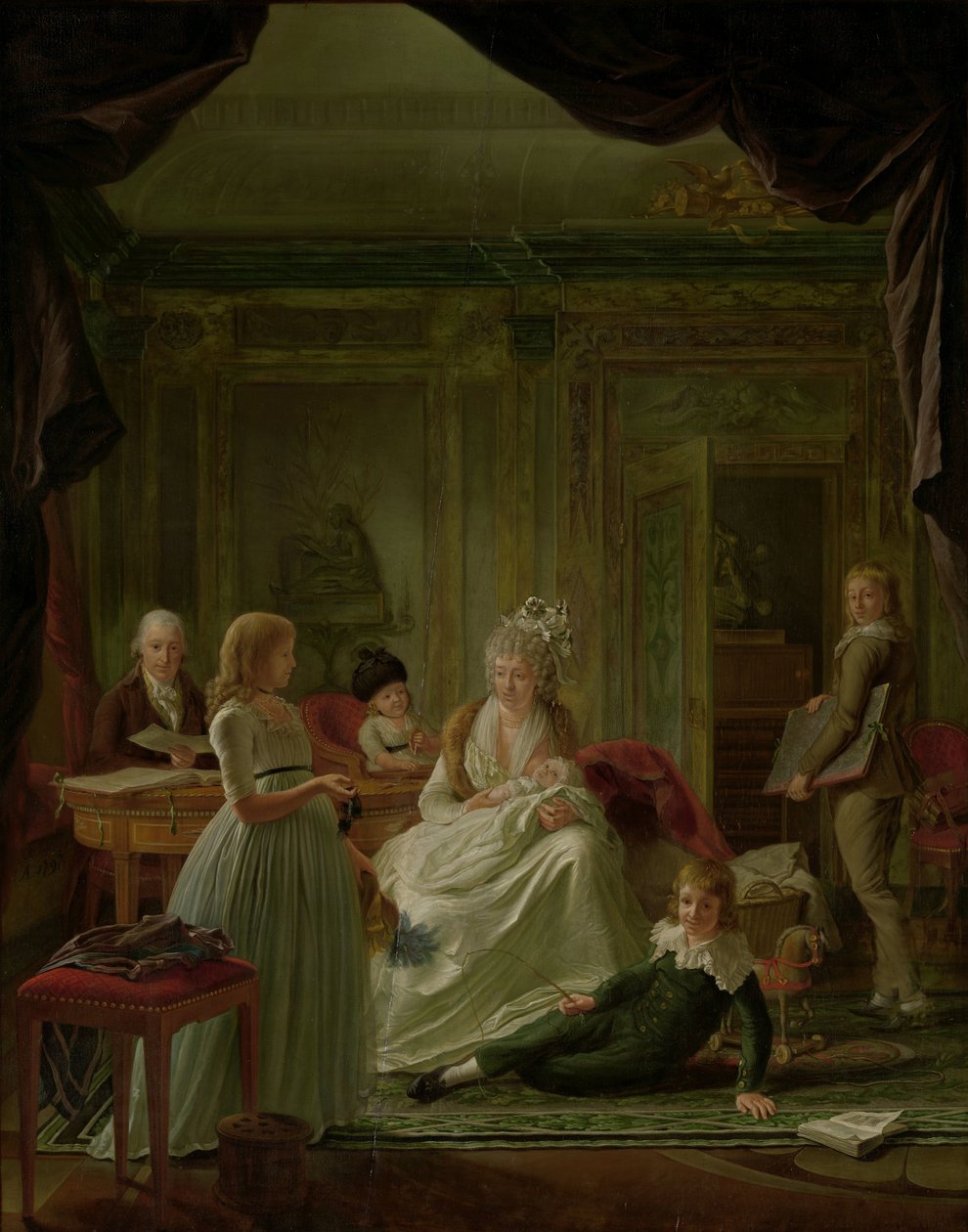 Portrait of Aernout van Beeftingh, His Wife Jacoba Maria Boon and Their Children by Nicolaes Muys