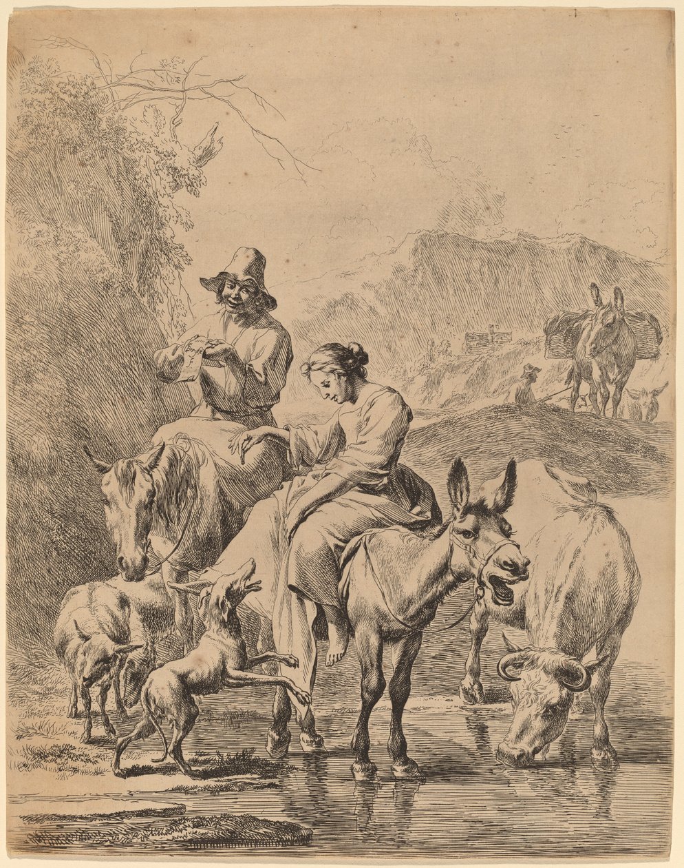 Shepherdess on a Donkey by Nicolaes Pietersz Berchem