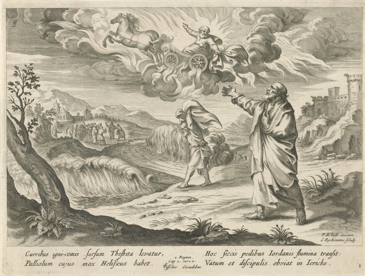 Elisha Sees the Ascension of Elijah, History of Elisha (series title) by Nicolaes Ryckmans