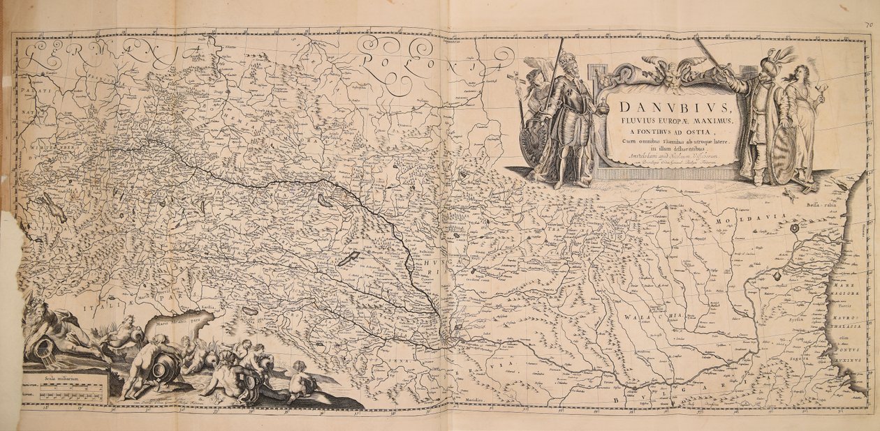 Danube River from Source to Mouth with All Tributaries by Nicolaes Visscher