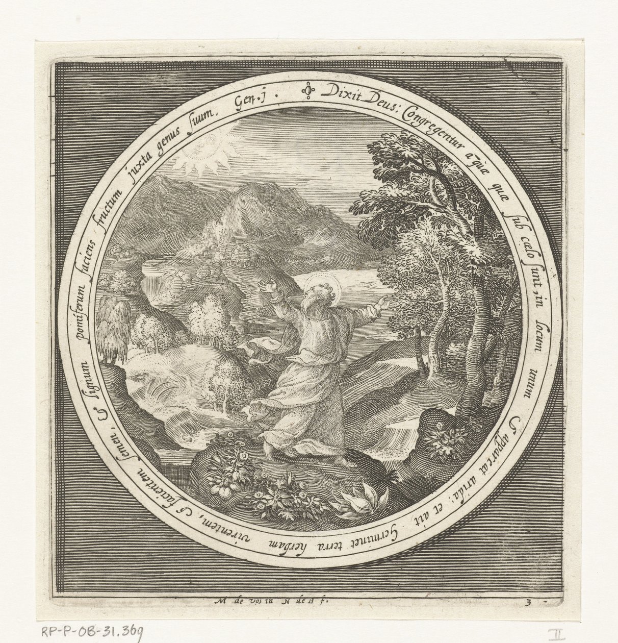 Third Day of Creation: God Creates Land and Seed-Bearing Plants and Trees with Fruit Bearing Seeds by Nicolaes de Bruyn