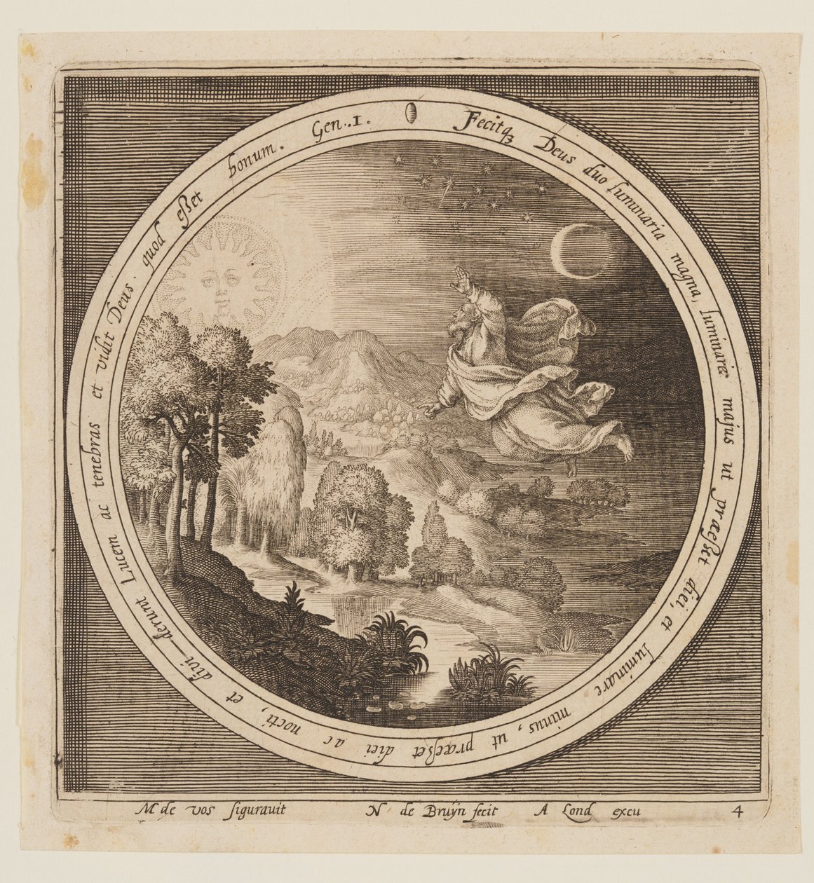 Fourth Day: The Creation of the Sun, Moon, and Stars, from The Creation to the Expulsion from Paradise by Nicolaes de Bruyn