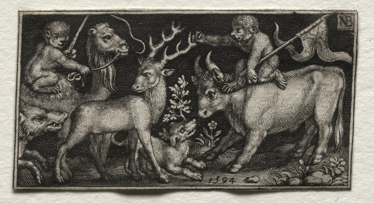 Monkeys Riding a Camel and a Bull by Nicolaes de Bruyn