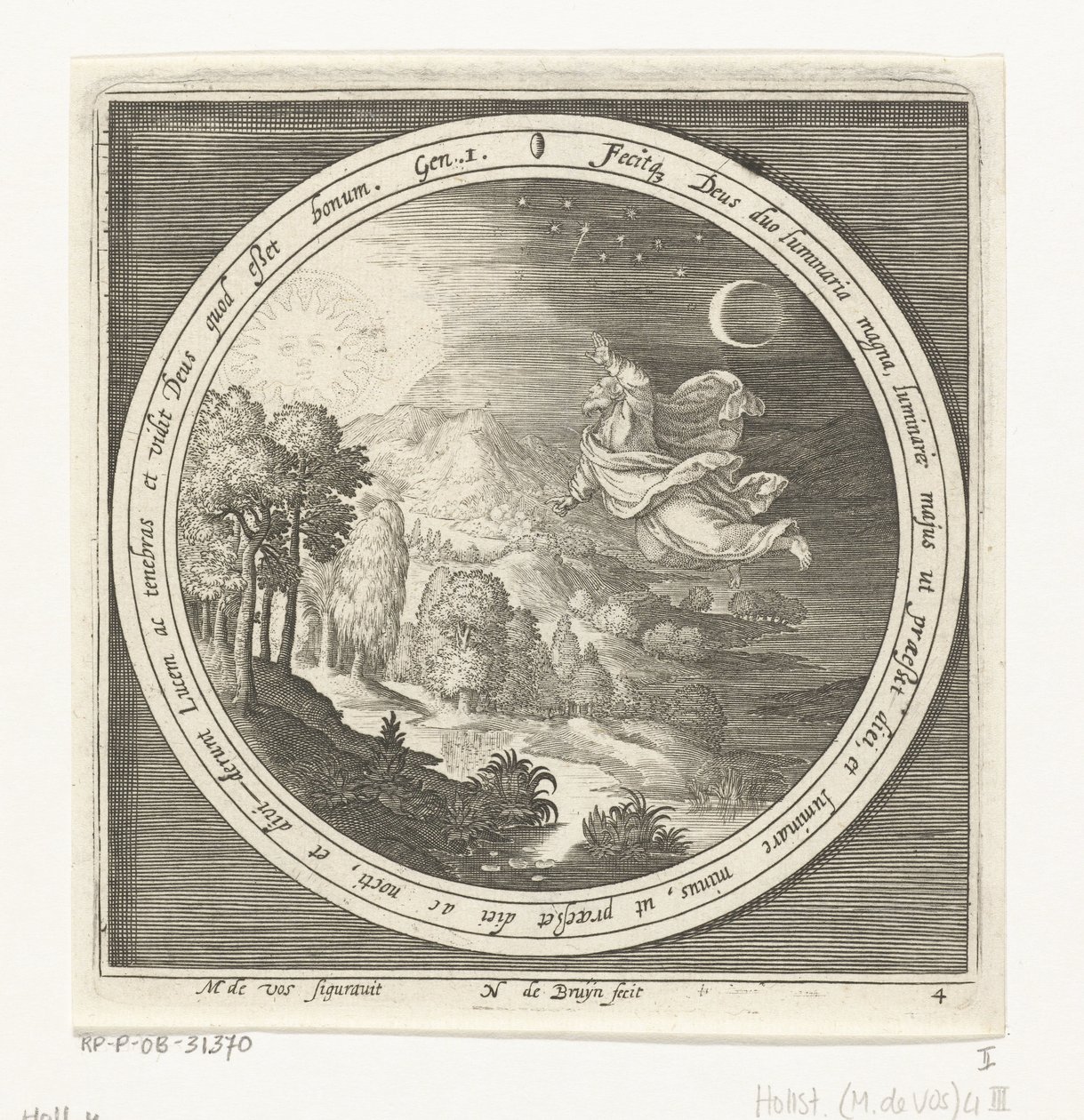 Fourth Day of Creation: God Creates the Sun, Moon, and Stars (From Creation to Expulsion from Paradise) by Nicolaes de Bruyn