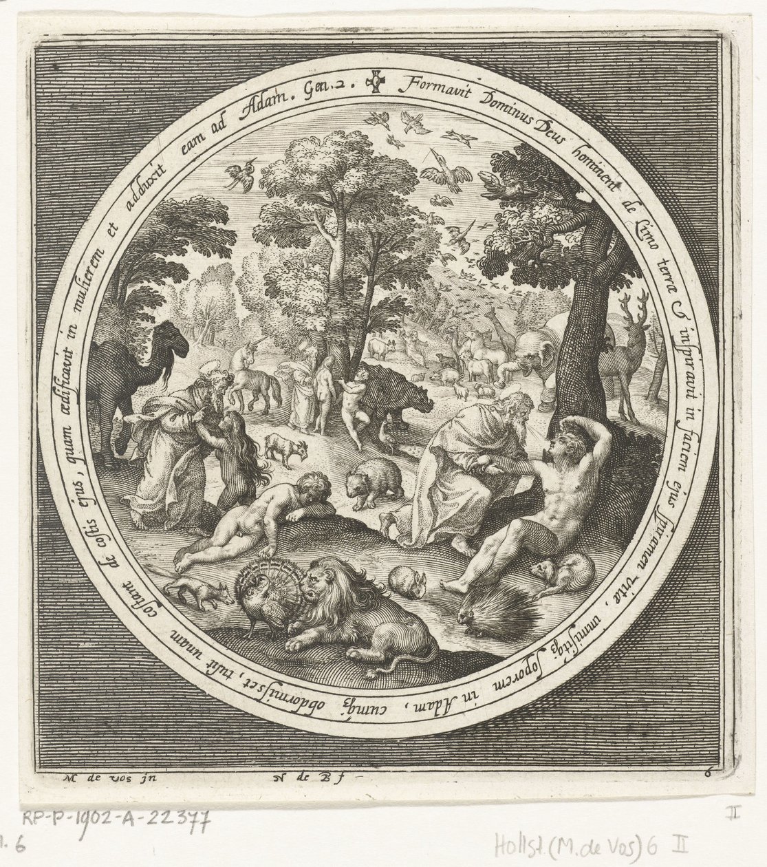Sixth Day of Creation: God Creates the Animals and Adam and Eve by Nicolaes de Bruyn