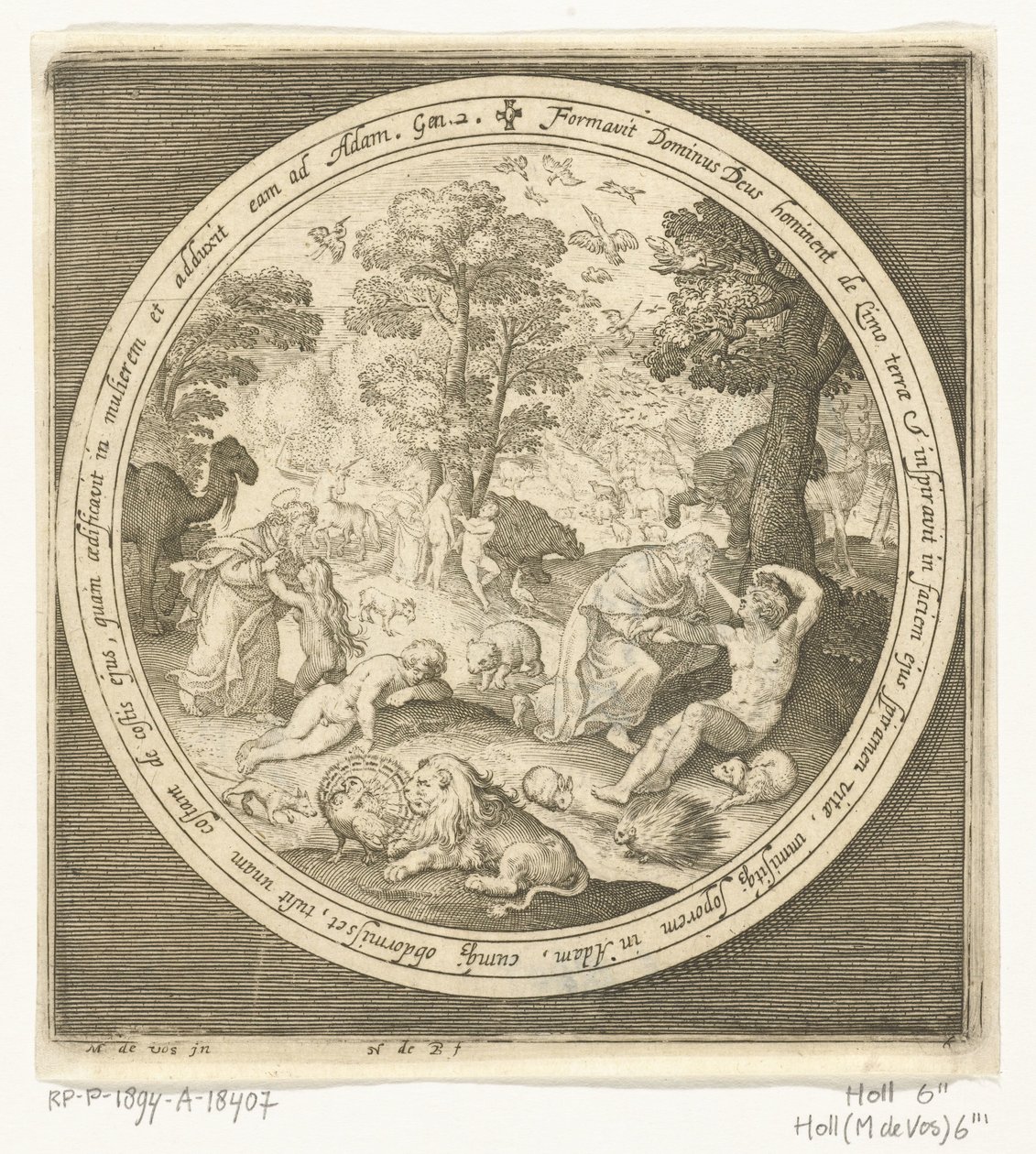 Sixth Day of Creation: God Creates the Animals and Adam and Eve by Nicolaes de Bruyn