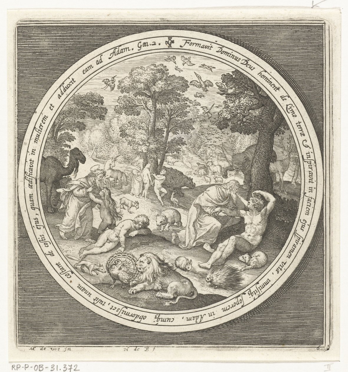 Sixth Day of Creation: God Creates the Animals and Adam and Eve by Nicolaes de Bruyn