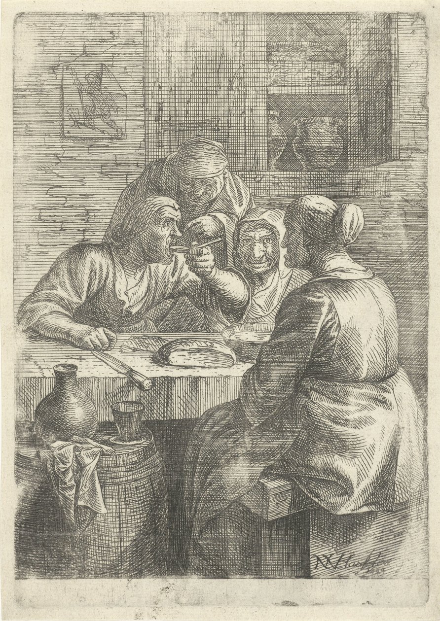 Three Old Women Eating at a Table by Nicolaes van Haeften