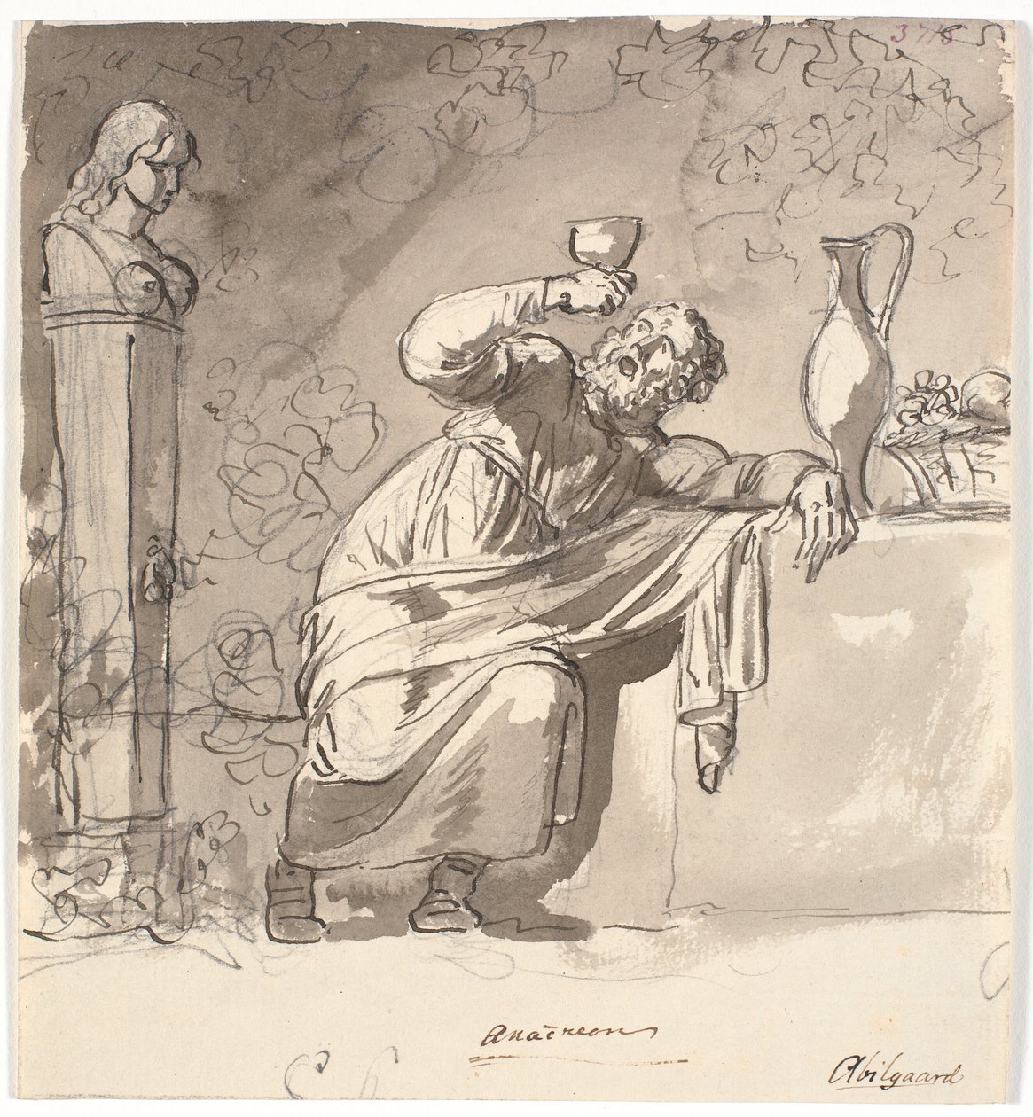 Anacreon Leaning Against a Table with a Raised Goblet by Nicolai Abildgaard