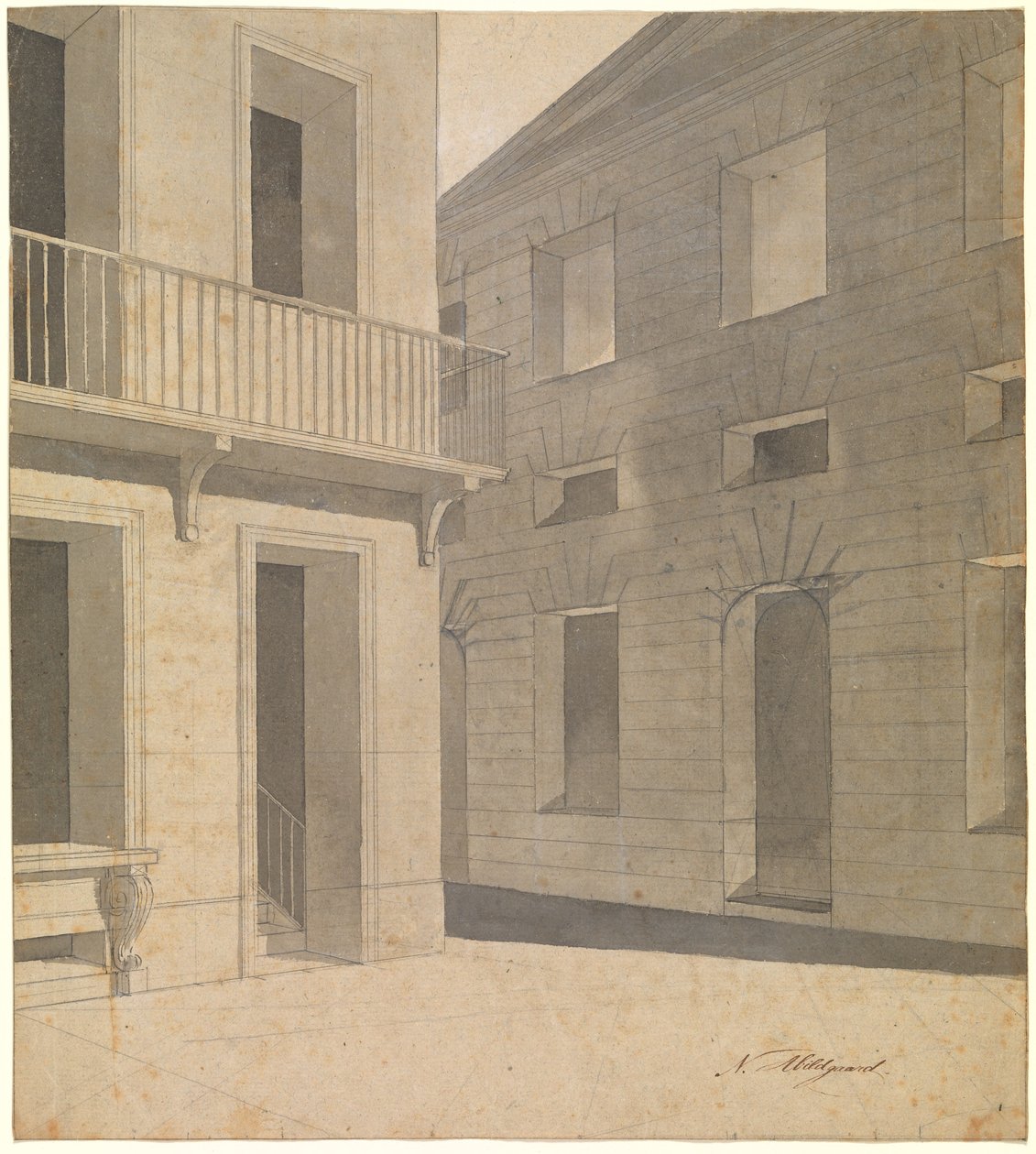 Ancient Street Scene. Presumably a Preliminary Work for the Terence Picture with the Listening Chremes by Nicolai Abildgaard