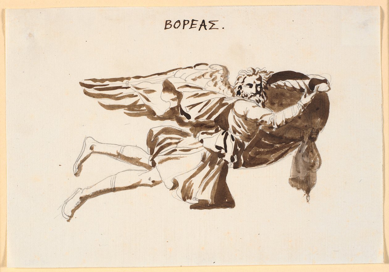 Boreas. Draft for Relief on the Tower of the Winds in Pamphilus and Davus in Conversation by Nicolai Abildgaard