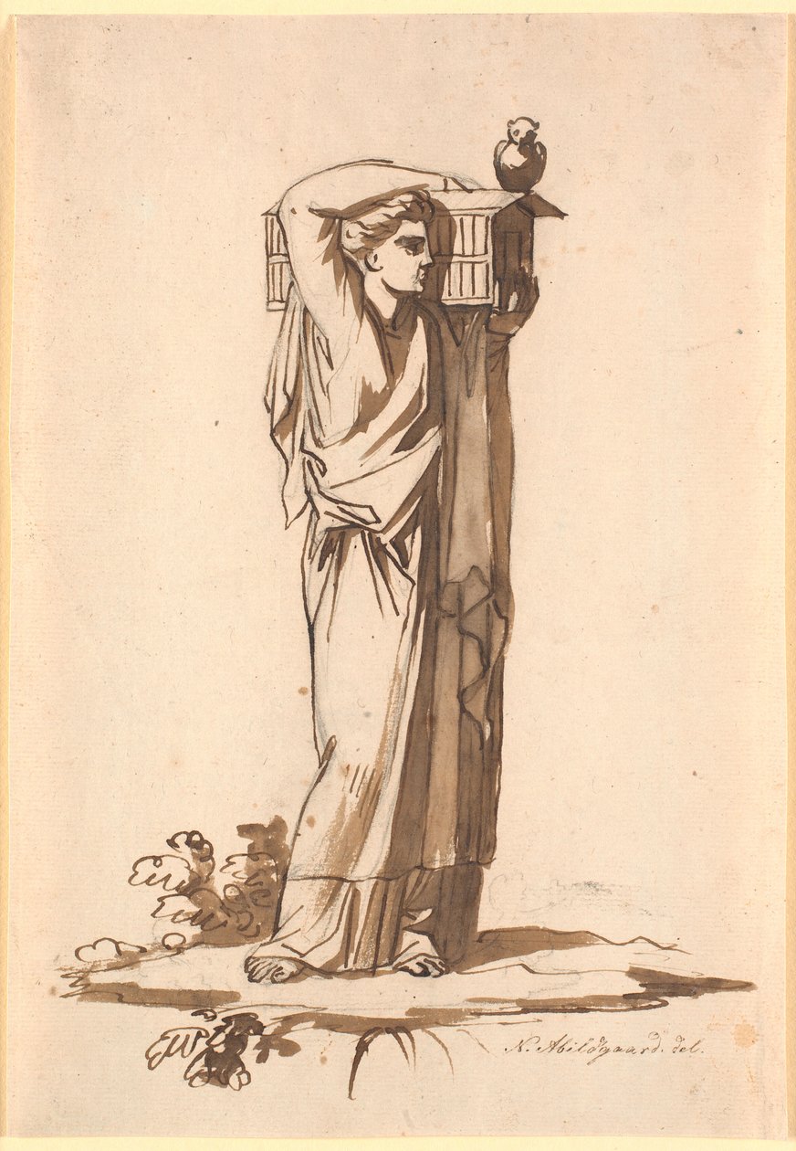 A Female Figure Carrying an Ark on Her Left Shoulder by Nicolai Abildgaard
