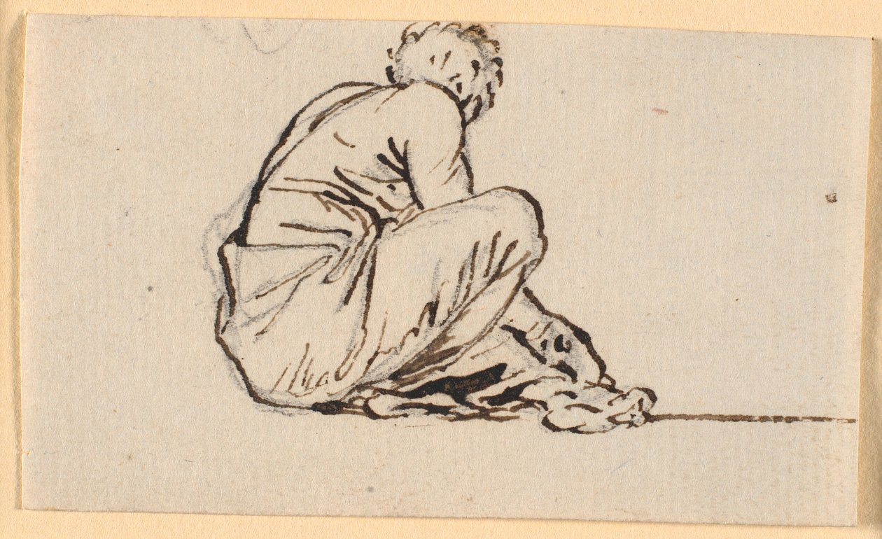 A Man Sitting on His Haunches, Seen from the Side