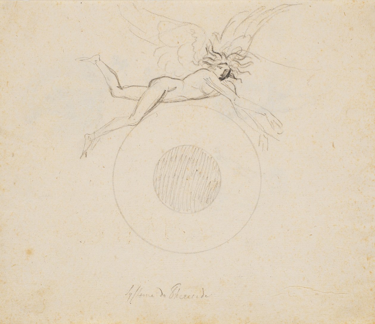 A Winged Genius, Floating Over a Globe, Indicated with a Pair of Circular Arcs by Nicolai Abildgaard
