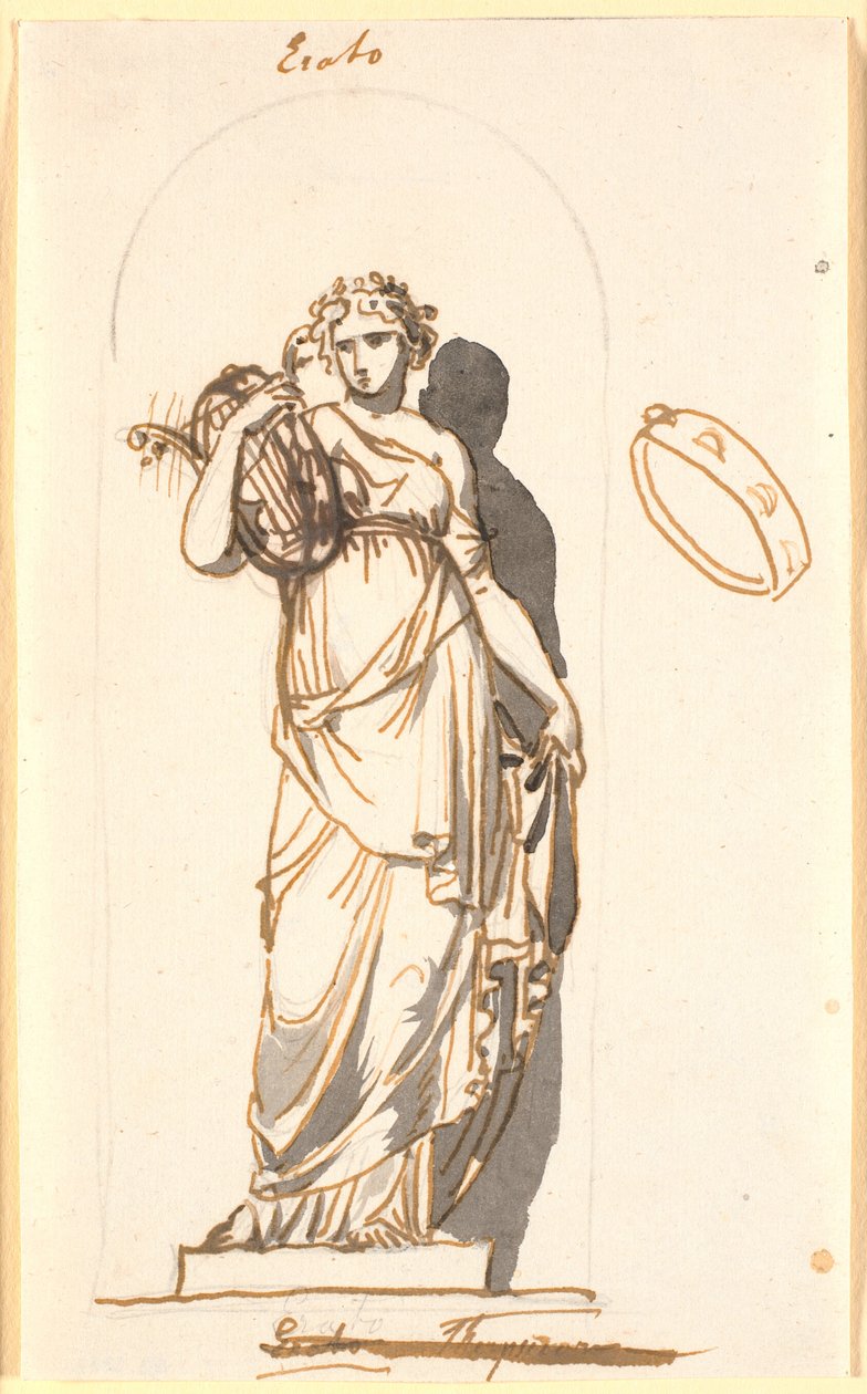Erato, Muse of Love Poetry, as a Statue in a Niche by Nicolai Abildgaard