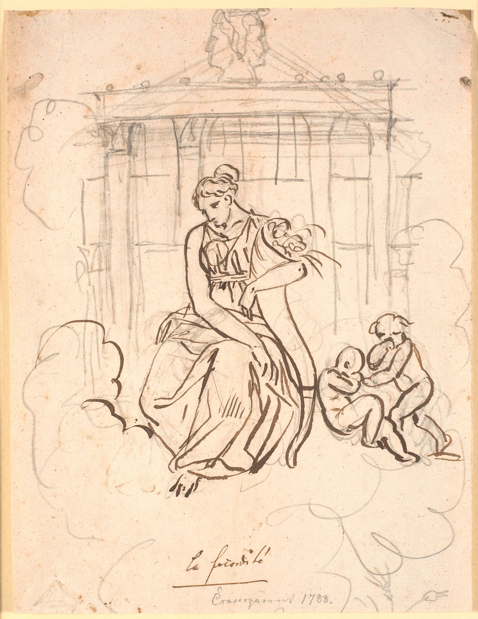 Goddess of Fertility, Seated in Front of the Temple of Janus with a Couple of Playing Children by Nicolai Abildgaard