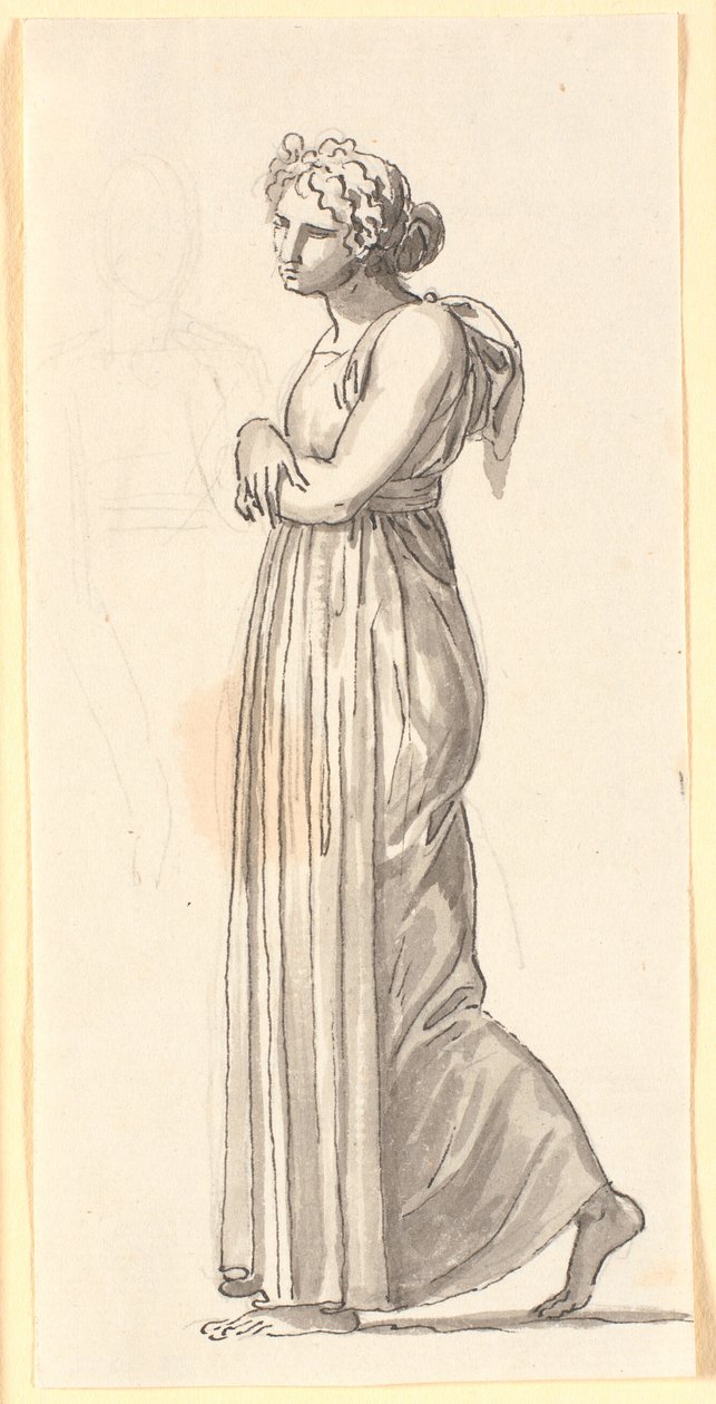 Walking Female Figure in Antique Dress, in Profile to the Left by Nicolai Abildgaard