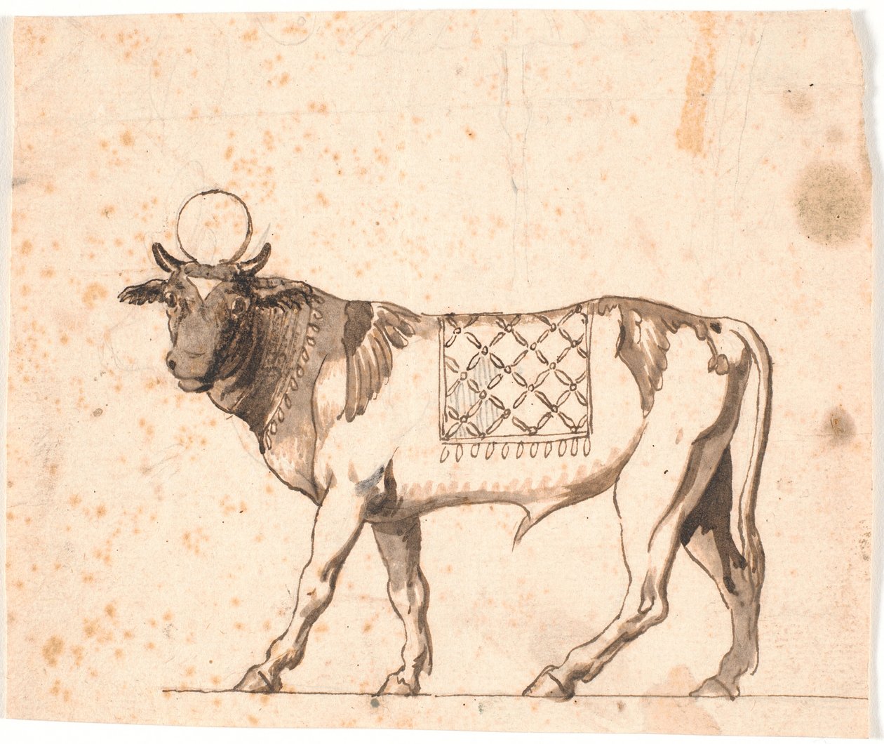 Depiction of an Antique Apis, Facing Left with Head Turned Front by Nicolai Abildgaard