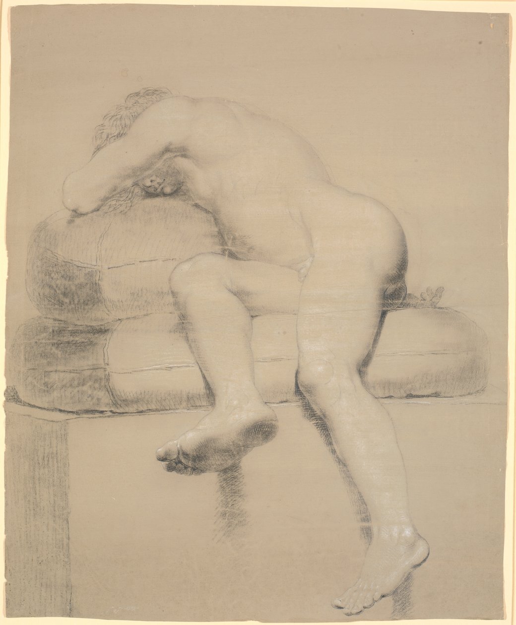 Reclining Male Model, Seen in Foreshortening from the Feet by Nicolai Abildgaard