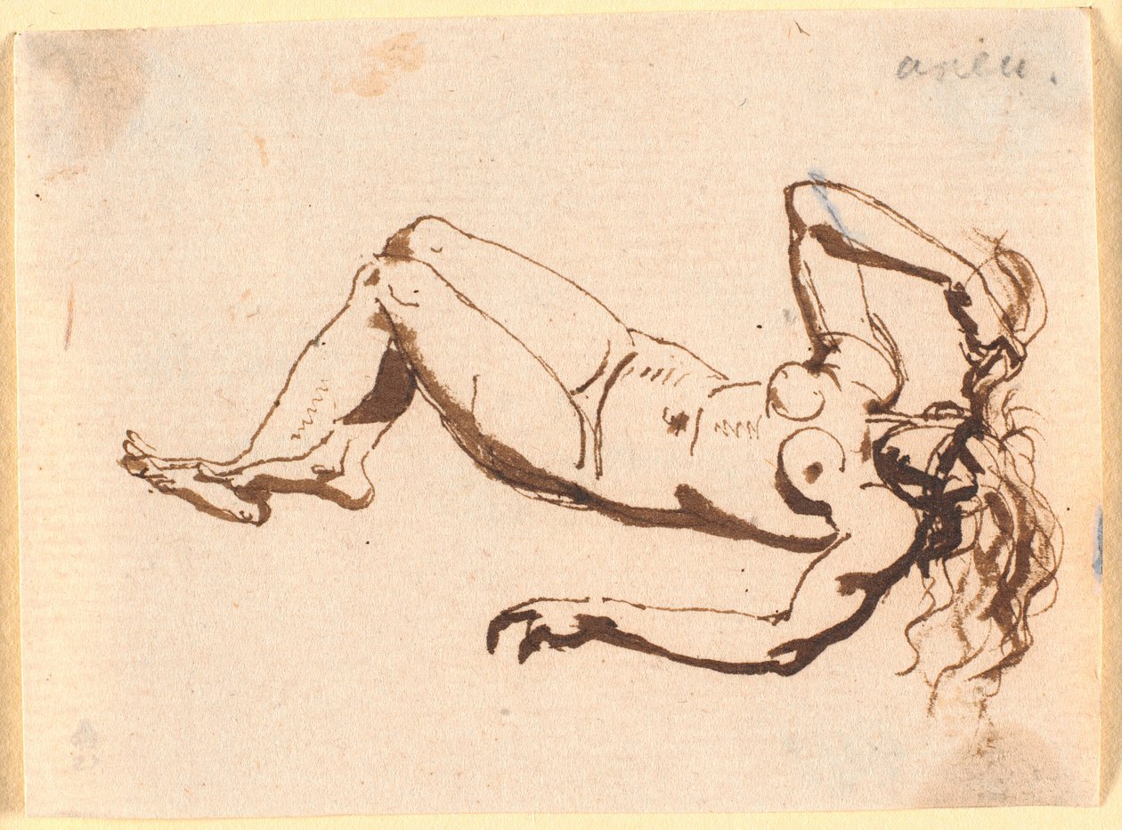 Naked Woman Lying on Her Back by Nicolai Abildgaard