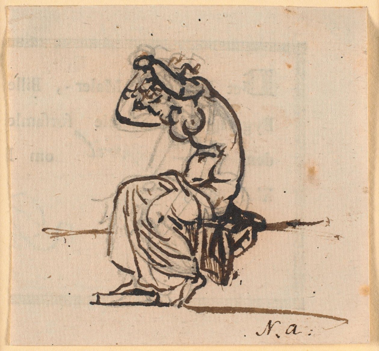 Seated Woman Arranging Her Hair by Nicolai Abildgaard