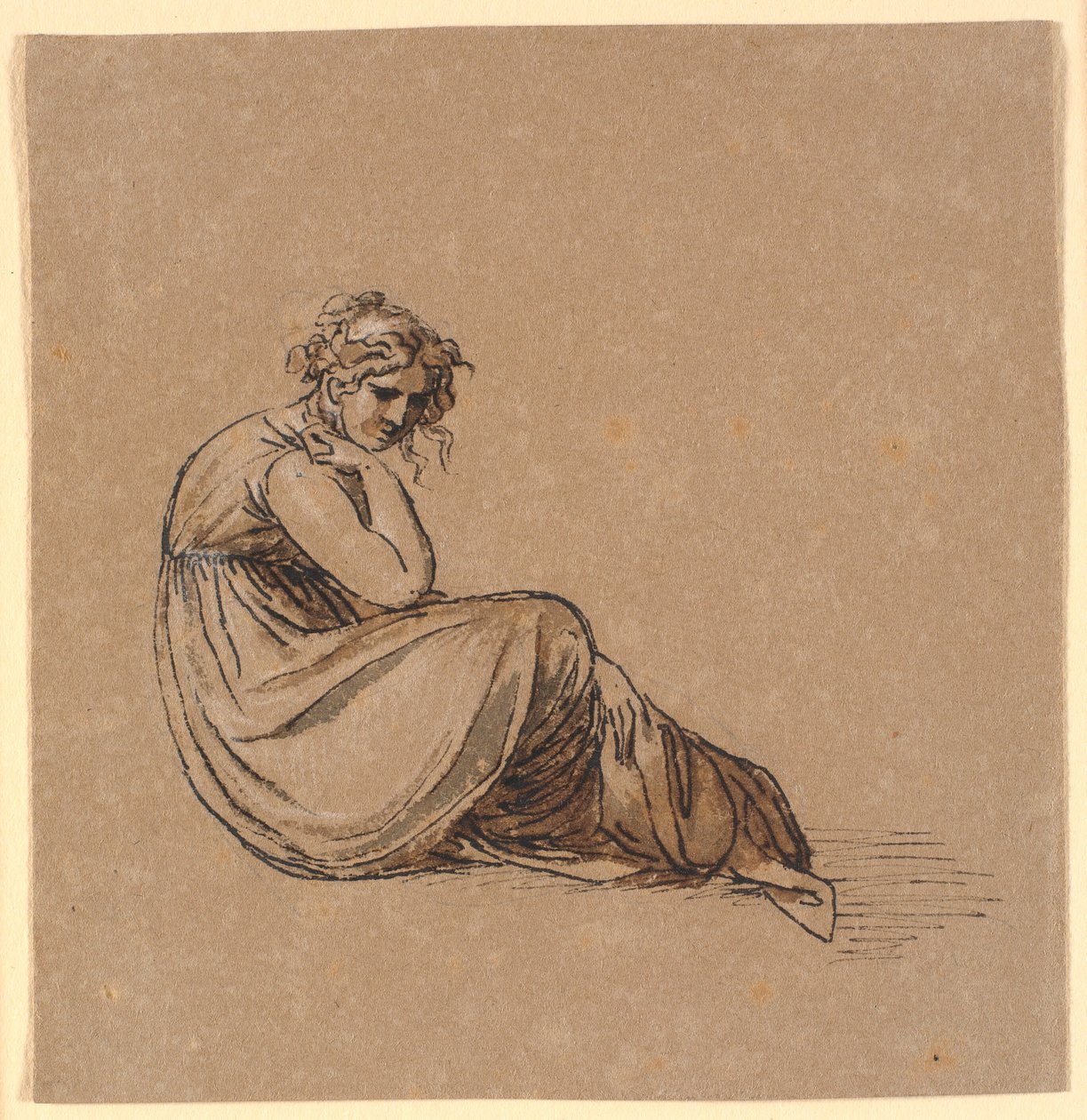 Seated Woman with Elbow Resting on Right Knee by Nicolai Abildgaard