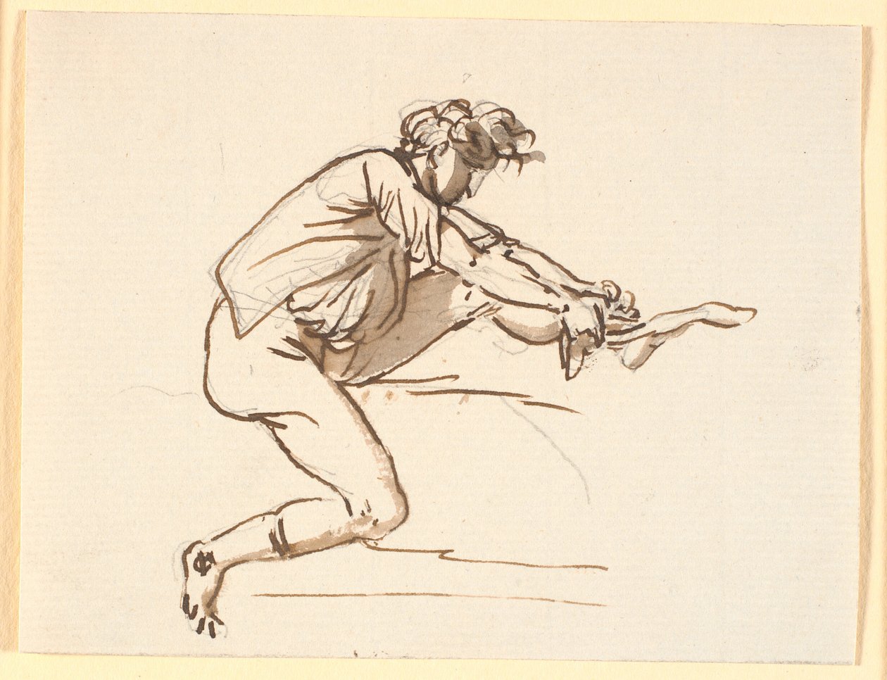 Seated Man Putting on a Sock by Nicolai Abildgaard